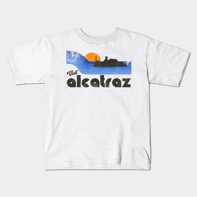 Visit Alcatraz Prison Retro Tourist Souvenir Kids T-Shirt by darklordpug